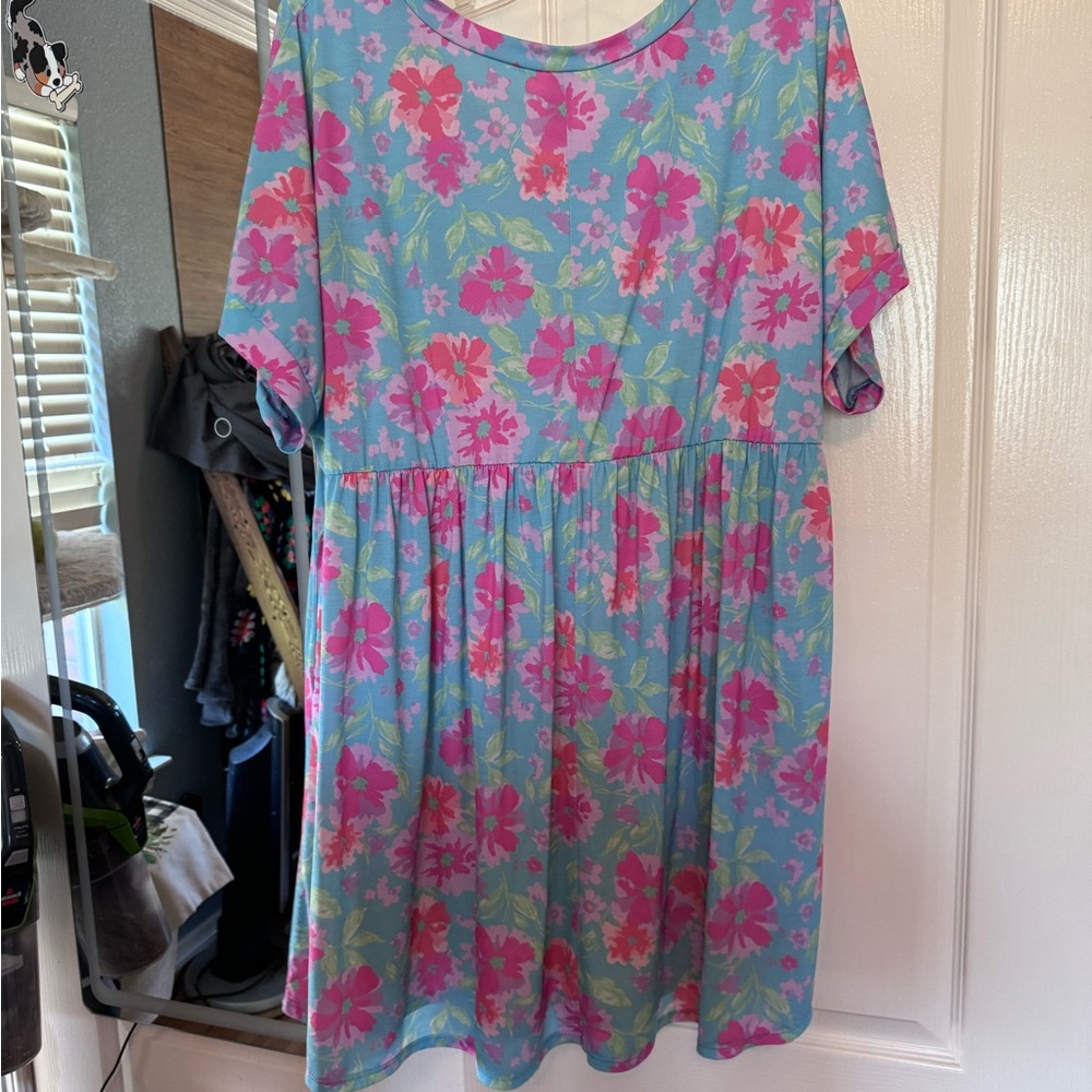 Aqua floral dress